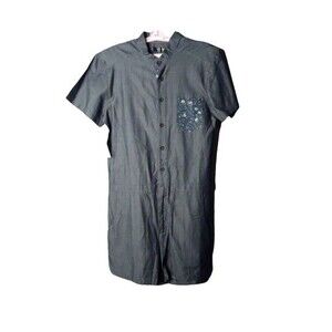 The Original Romphim Jumper Romper Shortall Charcoal With Floral Accents Large